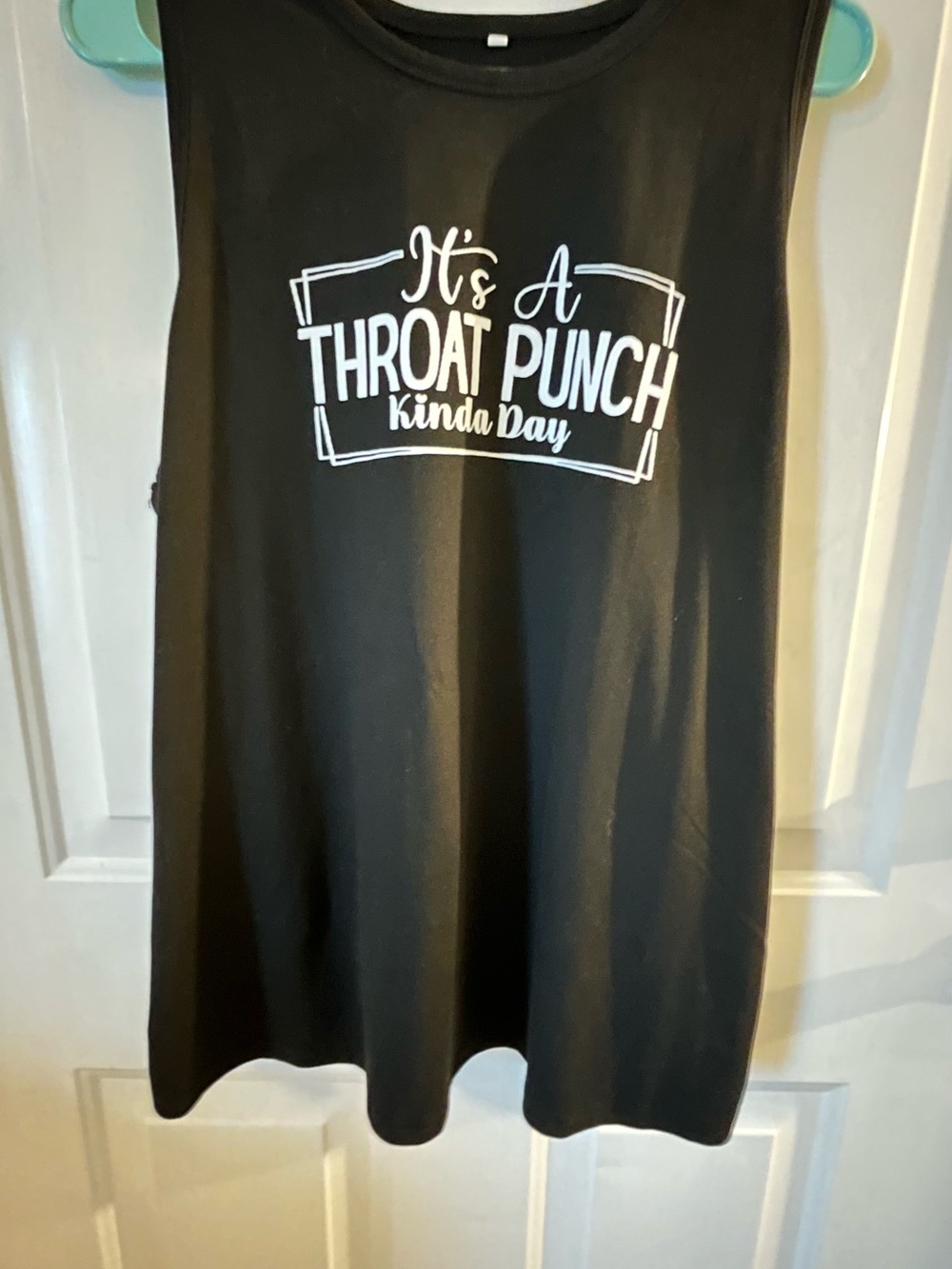 SHEIN Black Sleeveless Graphic Tank with White Text